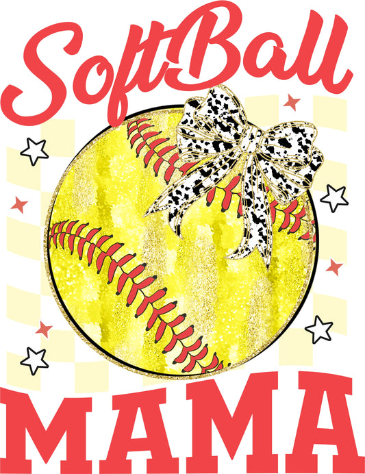 Softball Mama Cow Print Bow