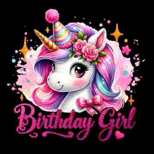 Faux Crochet Birthday Girl Unicorn