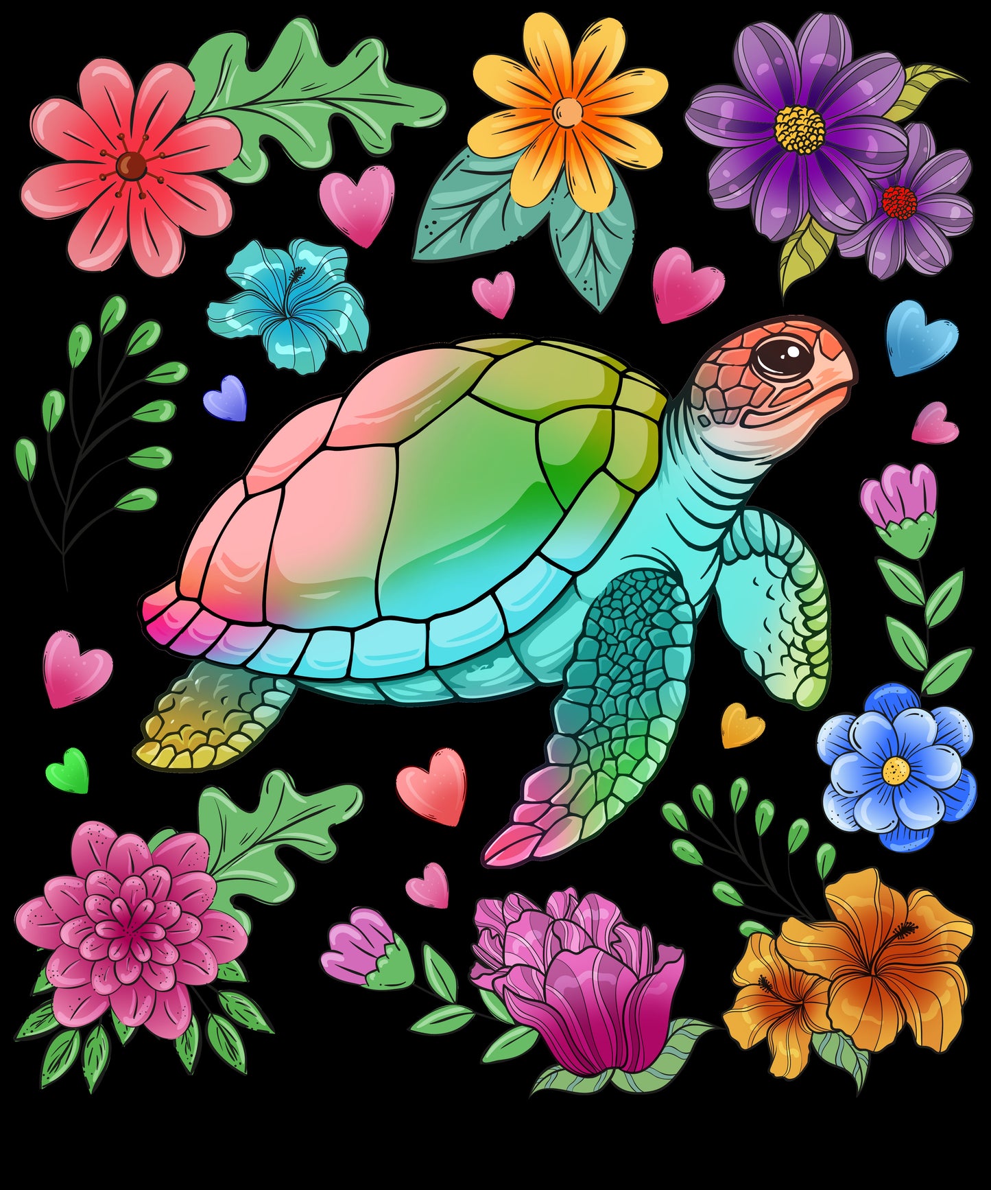 Boho Floral Sea Turtle