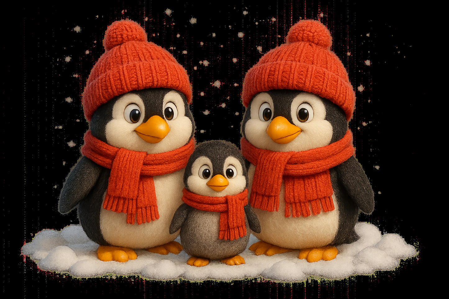 3 Penguin Red Beanie