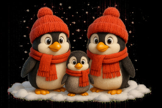 3 Penguin Red Beanie