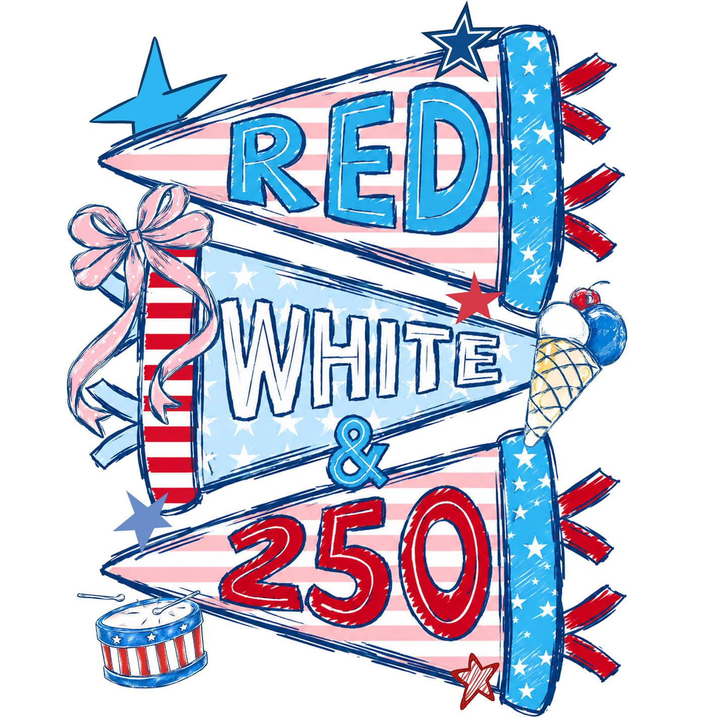 Red White and 250 Flags