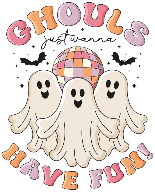 Retro Halloween Quote Ghouls Just Want to Have Fun