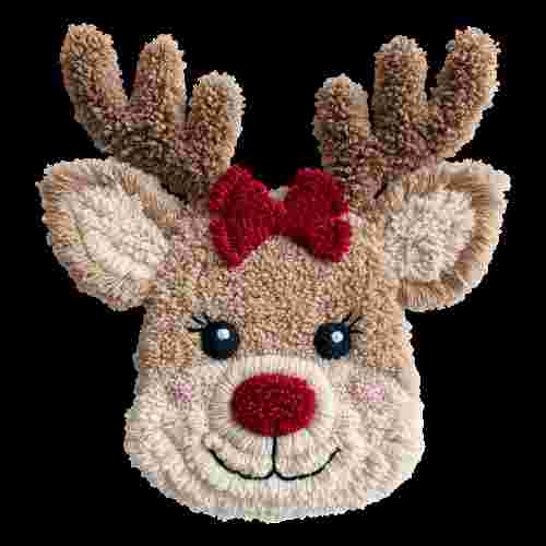 Faux Crochet Fuzz Girl Reindeer