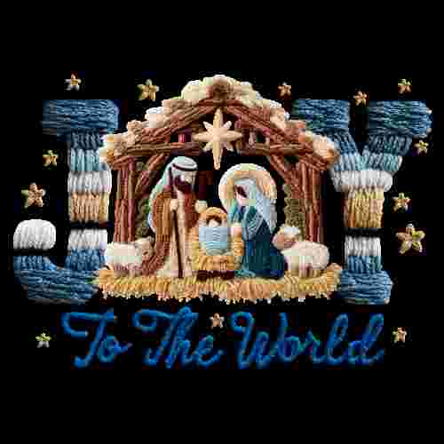 Faux Crochet Joy To The World Nativity Scene