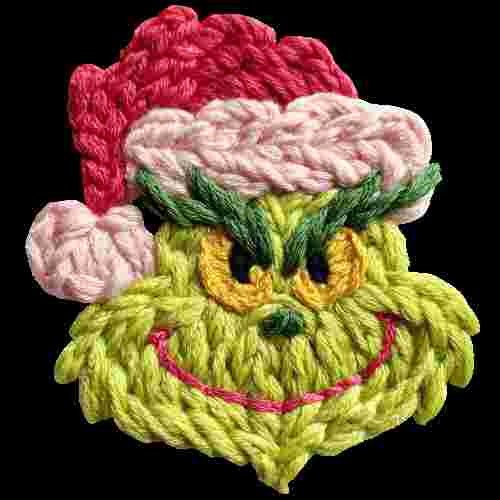 Faux Crochet Grinch Face