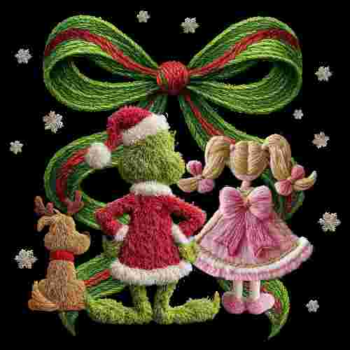 Faux Crochet Grinch, Girl Dog