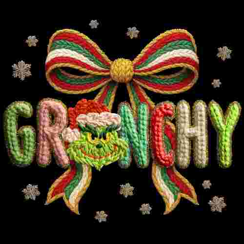 Faux Crochet Bow Grinchy