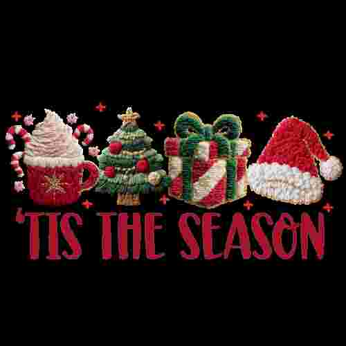 Faux Crochet Tis The Season Cup, Tree, Present, Hat