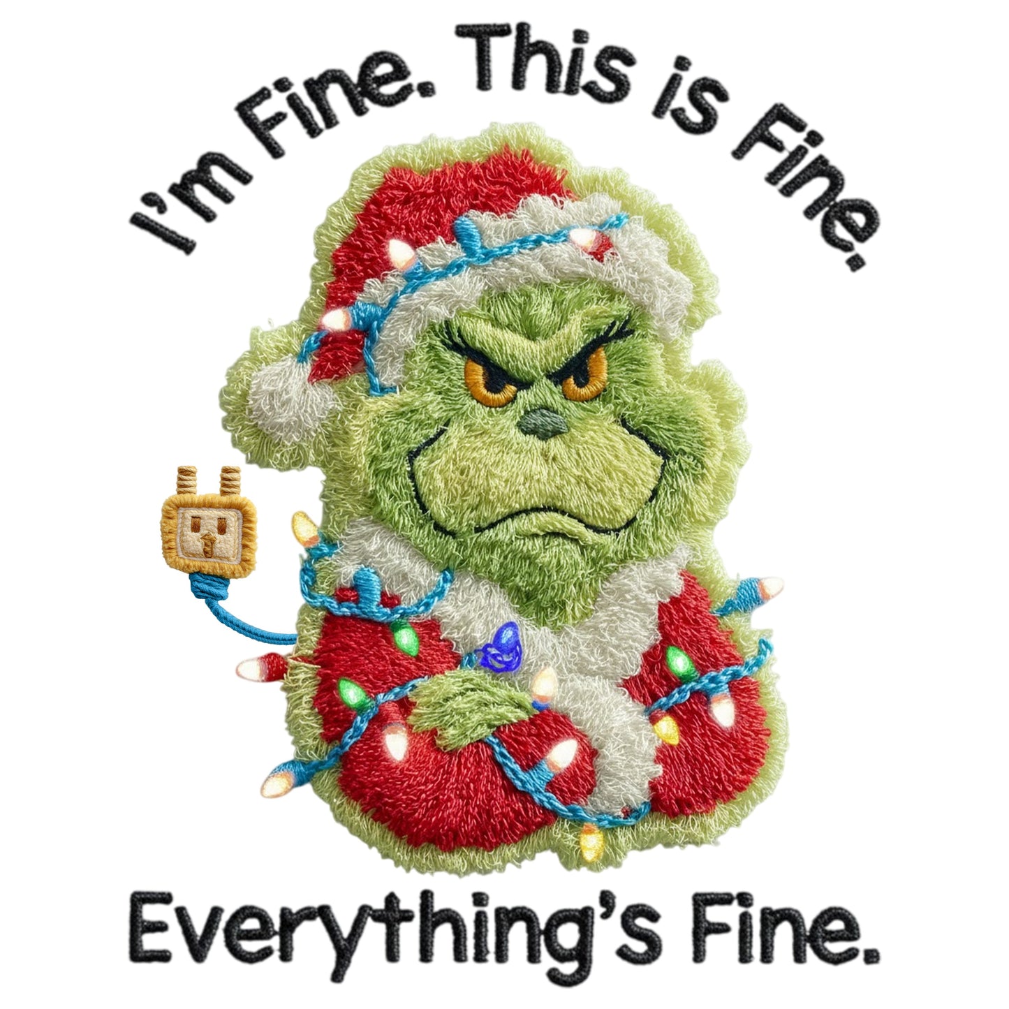 Faux Crochet I'm Fine Grinch