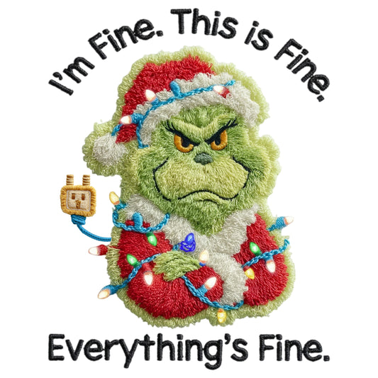 Faux Crochet I'm Fine Grinch