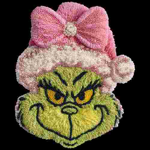 Faux Crochet Grinch Pink Hat