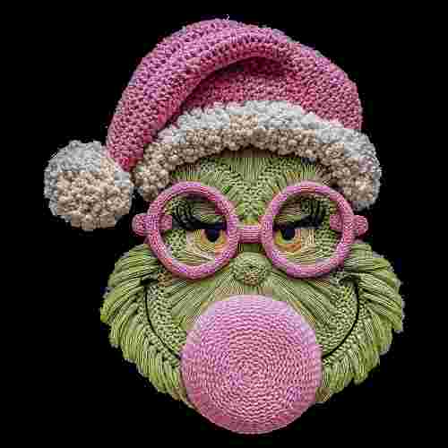 Faux Crochet Grinch Blowing Bubble