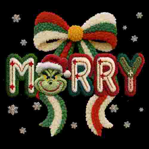 Faux Crochet Merry Grinch Bow