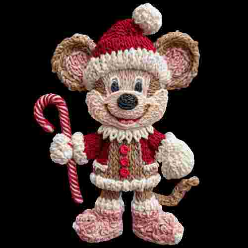 Faux Crochet Mouse with Candy Cane
