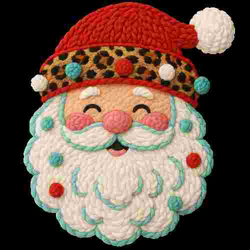Faux Crochet Happy Santa