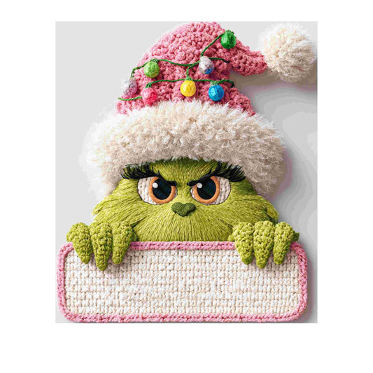 Faux Crochet Grinch Name Plate