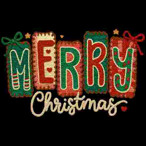 Faux Crochet Merry Christmas Blocks