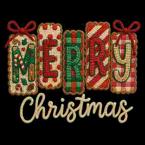 Faux Crochet Merry Christmas Blocks Creme