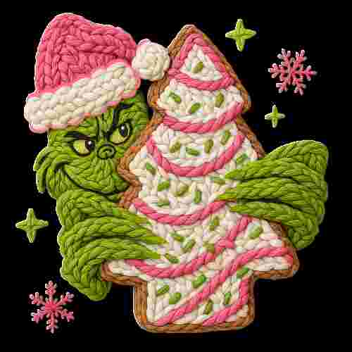 Faux Crochet Grinch with Tree Cookies