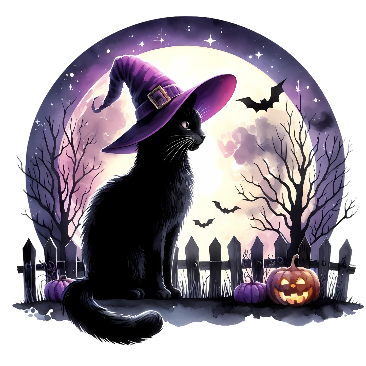 Black Cat and Full Moon