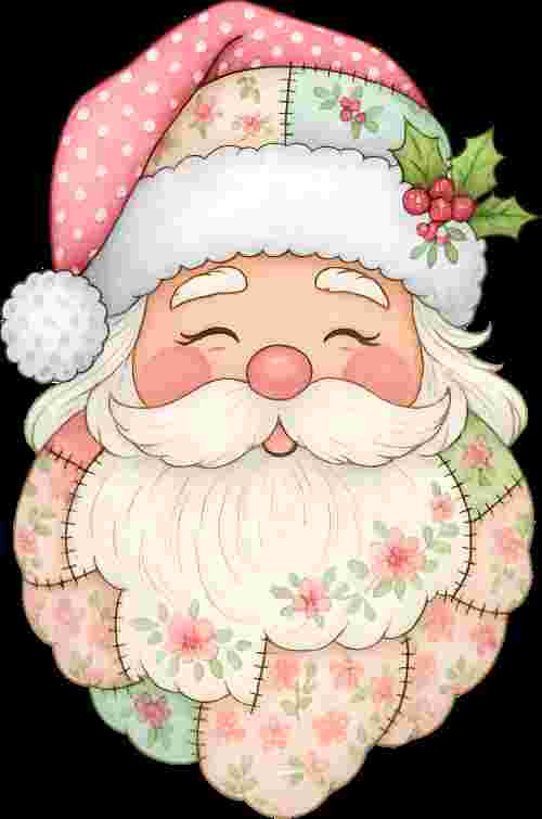 Quilted Pink Santa