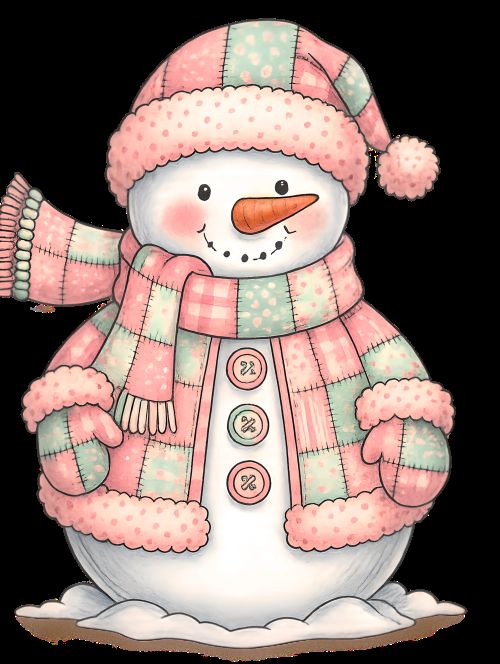 Pink Quilted Snowman