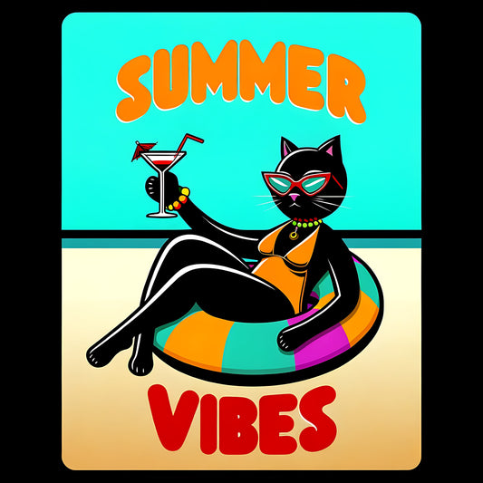 Summer Vibes Black Cat