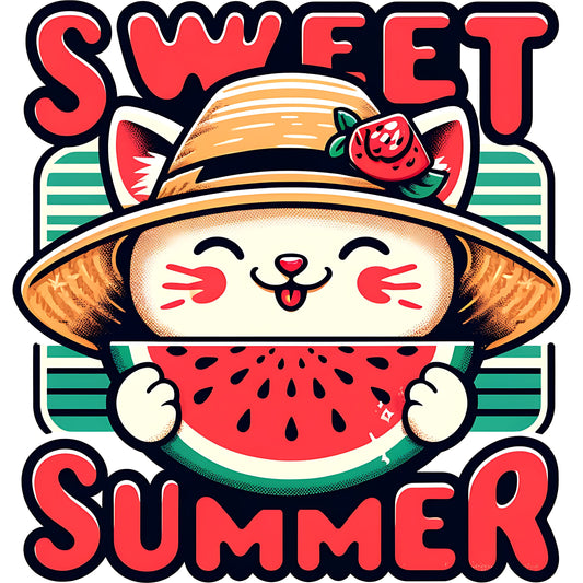 Sweet Summer Cat Watermelon