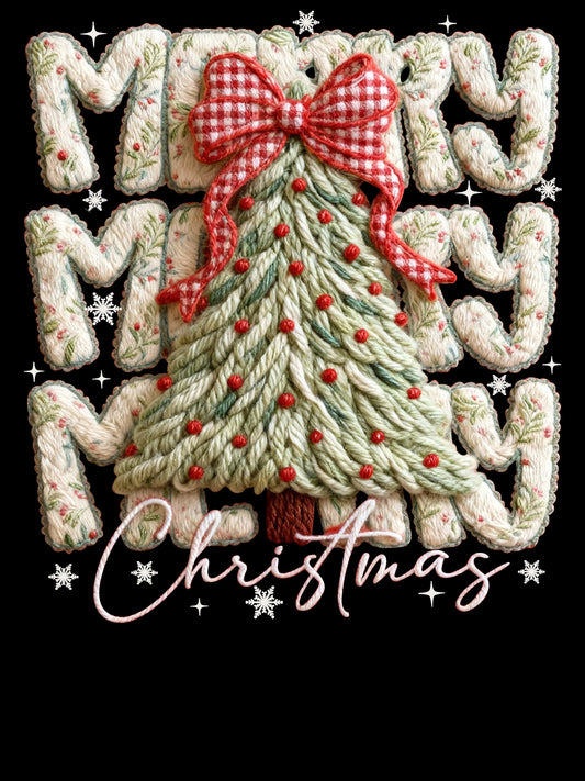 Faux Crochet Floral Merry Christmas