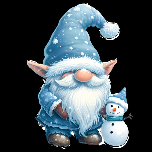 Blue Gnome with Snowman
