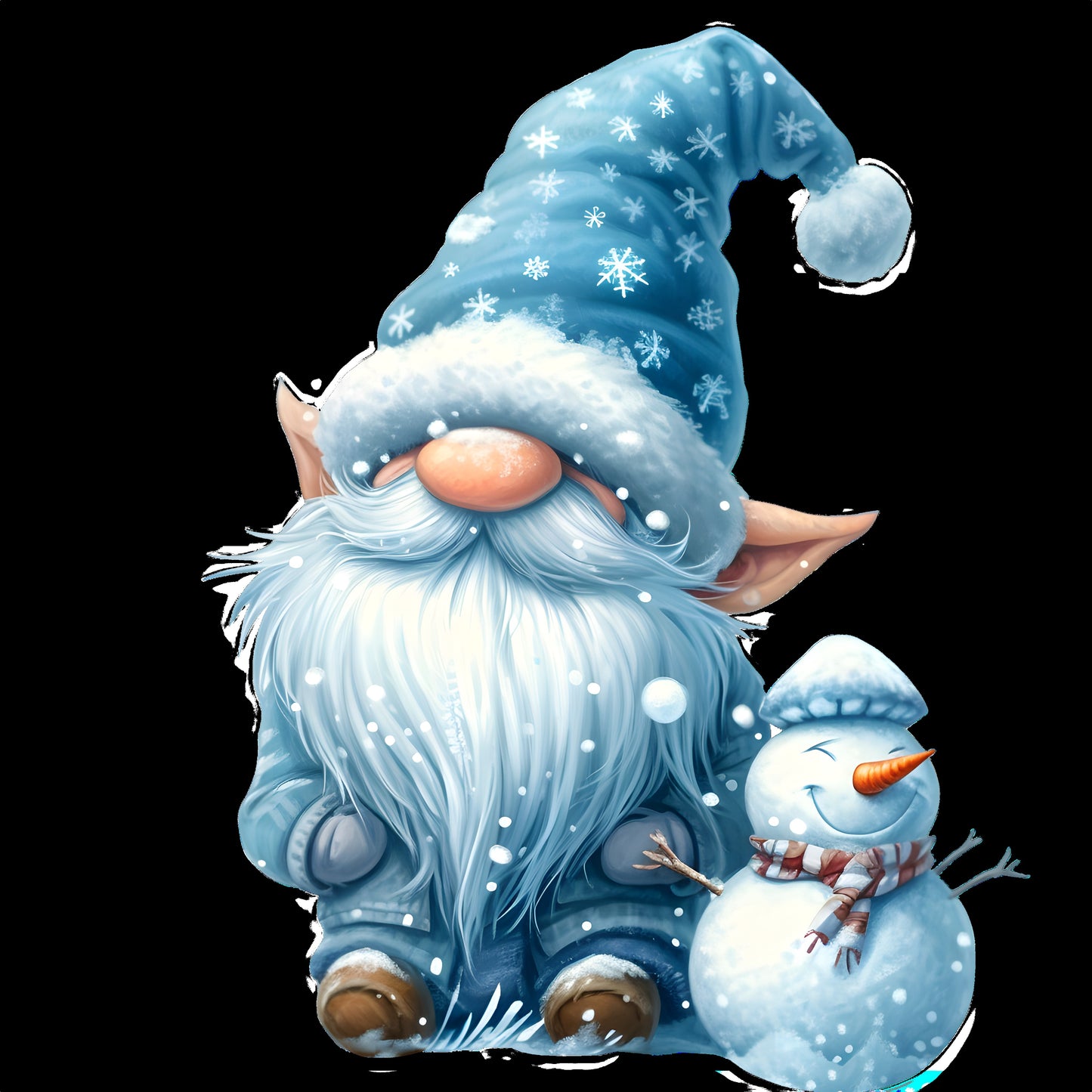 Blue Gnome smile snowman
