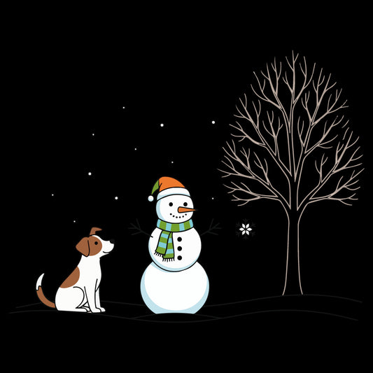 Snowman, Dog, Tree