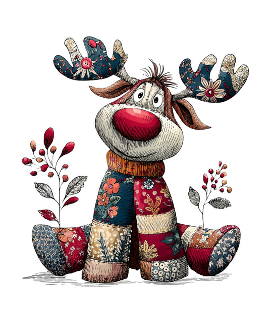 Quilt Moose Red Nose 2