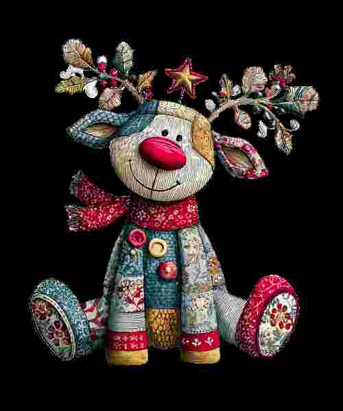 Quilt Moose Sitting with Star - DMDCreations
