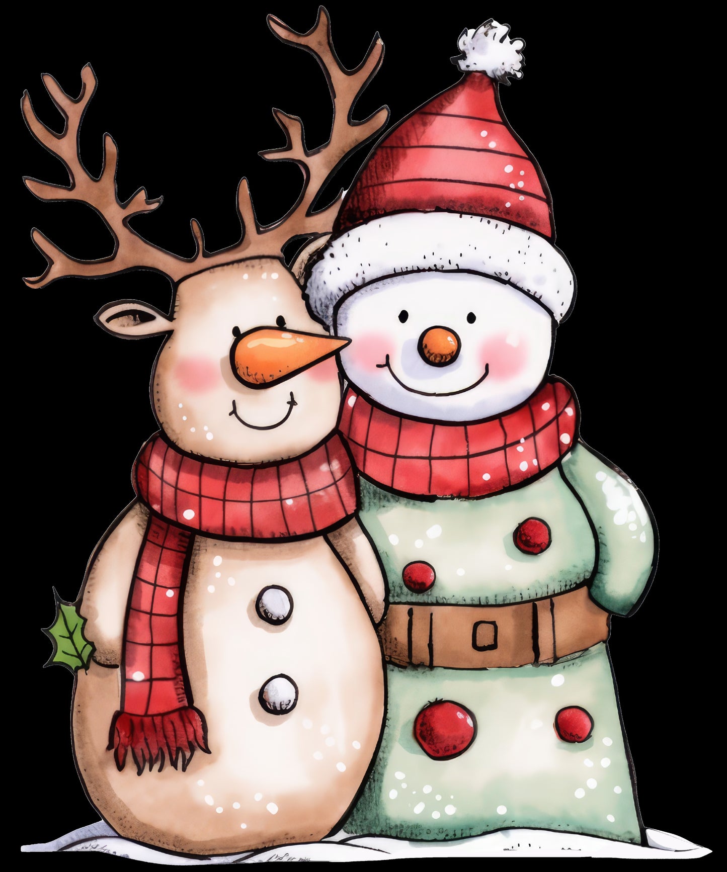Round Snowman and Reindeer