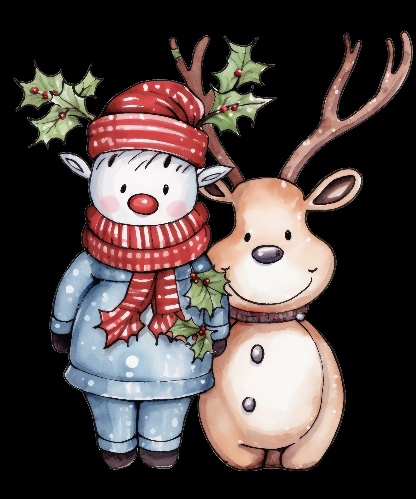Boy and Reindeer with holly