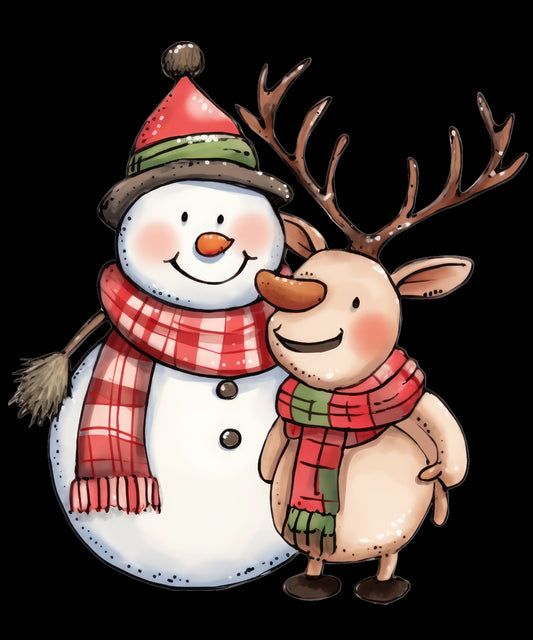 Cute Snowman and reindeer