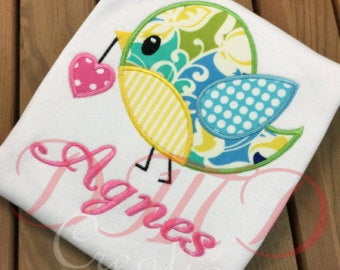 Bird with heart Shirt, Valentine's Day shirt - DMDCreations