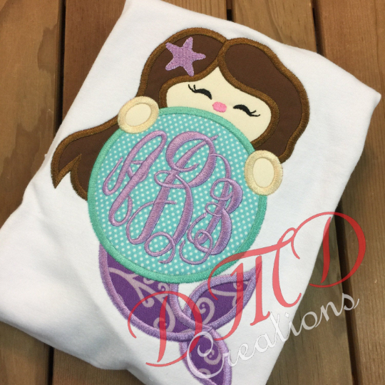 Mermaid Monogram Shirt, Mermaid with Circle Monogram Shirt - DMDCreations