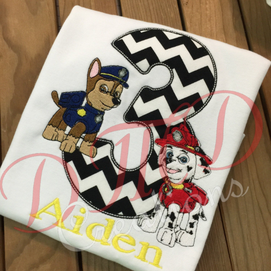 Paw Patrol Birthday Shirt, Chase and Marshall Birthday Shirt, - DMDCreations