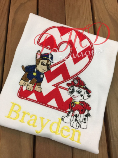Paw Patrol Birthday Shirt, Chase and Marshall Birthday Shirt, - DMDCreations
