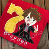 Harry Potter Shirts, Harry Potter Applique Birthday Shirt, Wizard Boy Shirt, - DMDCreations