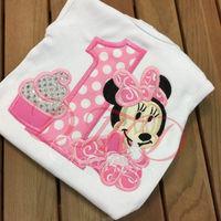 Minnie Mouse Shirts, Baby Minnie Mouse with Cupcake Birthday Shirt, - DMDCreations