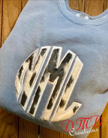 Monogrammed Cow Print Sweatshirts, Fuzzy Cow Print Monogram shirt - DMDCreations