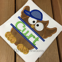 Owl with Baseball Cap shirt , Personalized Boy owl shirt - DMDCreations