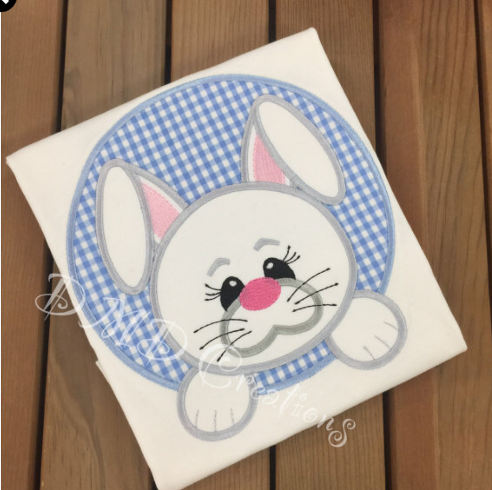 Boy or Girl Bunny in Frame shirt, Easter bunny applique shirt - DMDCreations