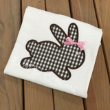 Boy or Girl Bunny Outline Applique shirt, Gingham Bunny shirt - DMDCreations