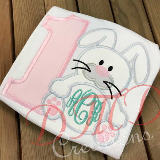 Bunny Birthday Shirt, White Bunny Shirt, Easter Bunny - DMDCreations