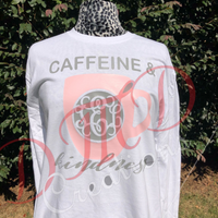 Vinyl Caffeine and Kindness Shirt, Shirt with initials - DMDCreations